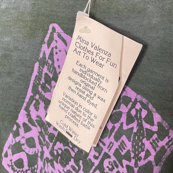 NWT Maxi Dress S Cotton Long Sleeve Block Print Tie Dye Lagenlook Boho Hippie - Picture 4 of 11